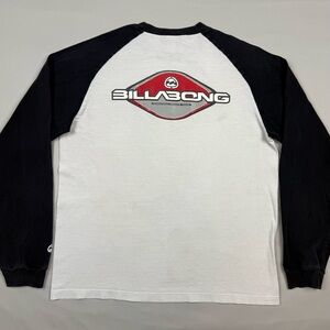 Vtg Billabong Mens Raglan Long Sleeve T-Shirt Sz Large Y2K Two Tone Surfer A3